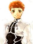  alternate_color archer archer_(cosplay) cosplay dreamearth emiya_shirou fate/stay_night fate_(series) male_focus orange_hair solo yellow_eyes 
