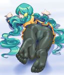  ace_trainer_(pokemon) ass black_legwear blue_eyes crotch_seam drill_hair feet green_hair long_hair lying no_shoes on_stomach panties panties_under_pantyhose pantyhose pokemon pokemon_(game) pokemon_bw raishi_tsuwabuki skirt soles solo toes twin_drills twintails underwear upskirt 