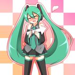  aqua_hair blush closed_eyes detached_sleeves directional_arrow hatsune_miku heart image_sample kenno9mp40 long_hair md5_mismatch nail_polish necktie pixiv_sample solo thighhighs twintails very_long_hair vocaloid 