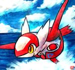  ambiguous_gender cloud clouds flying haychel latias legendary_pok&#233;mon nintendo pok&#233;mon pok&eacute;mon sky solo video_games water yellow_eyes 