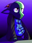  atsidas bottomless dragon fos-avra half-dressed hoodie horn male purple_eyes shy solo 