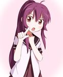  nanamori_school_uniform ponytail purple_eyes purple_hair school_uniform serafuku solo sugiura_ayano yuru_yuri 