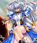  1girl bodysuit drill_hair female gao_(naodayo) hair_ornament hair_ornaments highres kyoukai_senjou_no_horizon kyoukaisenjou_no_horizon long_hair nate_mitotsudaira neito_mitotsudaira silver_hair solo very_long_hair yellow_eyes 