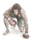  baba_yasushi bad_id bad_pixiv_id blood boxing_gloves brown_hair karate_shoukoushi_kohinata_minoru male_focus minami_hiroki muscle shirtless shorts solo 