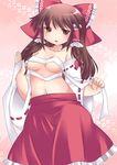  bad_id bad_pixiv_id bare_shoulders bow brown_hair detached_sleeves hair_bow hair_tubes hakurei_reimu hammer_(sunset_beach) sarashi short_hair solo touhou undone_sarashi 