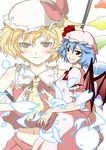  blonde_hair blue_hair blush flandre_scarlet m-eiji multiple_girls remilia_scarlet smile touhou wings 