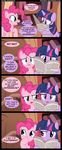  book bookcase comic cutie_mark dialog dialogue english_text equine female feral friendship_is_magic hair horn horse mammal multi-colored_hair my_little_pony newspaper pinkie_pie_(mlp) pony purple_eyes text twilight_sparkle_(mlp) unicorn veggie55 