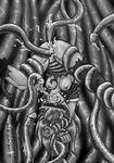  anal_penetration anus bdsm bondage bound cum female fenale greyscale humanoid monochrome penetration pussy s-nina s0lar1x tentacles vaginal vaginal_penetration 