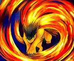  ambiguous_gender fire green_eyes haychel nintendo orange_theme pok&#233;mon pok&eacute;mon solo typhlosion video_games 