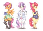  amber_eyes anthro anthrofied apple_bloom apple_bloom_(mlp) blush bow camel_toe clothing cub cutie_mark_crusaders_(mlp) dress dress_lift equine female friendship_is_magic furry green_eyes group hair hair_bow hoihoi hooves horn horse mammal multicolored_hair my_little_pony my_little_pony_friendship_is_magic no_pants one-piece_swimsuit open_clothes open_mouth open_shirt panties panty_shot pegasus pink_hair pink_panties plain_background pony purple_eyes purple_hair red_hair school_swimsuit scootaloo scootaloo_(mlp) shirt sweetie_belle sweetie_belle_(mlp) swimsuit thighhighs tongue tongue_out two-tone_hair two_tone_hair underwear unicorn white_background white_panties wings yellow_eyes young 