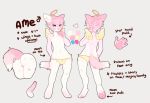  anthro balls butt canid canine canis clothing english_text erection fur girly hair halo heterochromia humanoid_penis male mammal model_sheet panties pawpads penis pink_fur pink_hair simple_background solo text underwear white_fur wings wolf zamzi 