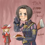  curry eating final_fantasy final_fantasy_xi food gun hits hume military military_uniform multiple_girls nakayama_saki red_mage tears uniform weapon 