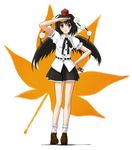  bad_id bad_pixiv_id black_hair black_wings brown_eyes camera full_body geta hat isozaki_bebebe looking_at_viewer necktie shameimaru_aya short_hair solo tengu-geta tokin_hat touhou wings yellow_eyes 