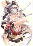  a.b.a absurdres bandages chain fingerless_gloves gloves green_eyes guilty_gear hair_over_one_eye highres ishiwatari_daisuke key key_in_head lips paracelsus red_hair short_hair shorts solo traditional_media 