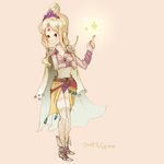  ankle_boots artist_request blonde_hair blush boots bracelet cape collarbone final_fantasy final_fantasy_iv full_body gem headpiece jewelry long_hair pearl red_eyes rosa_farrell see-through solo standing 