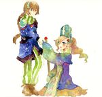  1girl artist_request blonde_hair blue_eyes blush final_fantasy final_fantasy_iv final_fantasy_iv_the_after hat leonora long_hair palom ponytail staff 