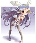  animal_ears blue_hair breasts bunny_ears bunny_tail bunnysuit cleavage feathers full_body hairband katahira_masashi long_hair medium_breasts original pantyhose pointy_ears red_eyes solo standing tail 