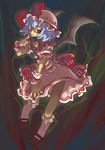  blue_hair hat licking remilia_scarlet ribbon short_hair solo super_zombie tongue touhou wings 
