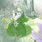  artist_request closed_eyes flower green green_hair kazami_yuuka skirt skirt_set solo touhou vest 