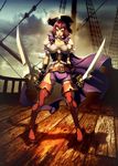  breasts dual_wielding genzoman holding legs lips original pirate solo sword thighhighs weapon 