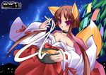  animal_ears bare_shoulders copyright_request fox_ears fox_tail hakama japanese_clothes jun'you_maru miko red_hakama solo tail 