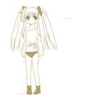  fate_testarossa lineart long_hair lyrical_nanoha mahou_shoujo_lyrical_nanoha mahou_shoujo_lyrical_nanoha_a's monochrome solo tamu_(mad_works) twintails yellow 