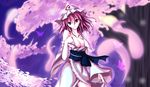  bad_id bad_pixiv_id dacho ghost hat japanese_clothes kimono pink_hair ribbon saigyouji_yuyuko short_hair solo touhou tree 