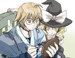  1girl blonde_hair glasses hat kirisame_marisa long_hair morichika_rinnosuke nanami_sano touhou witch_hat 