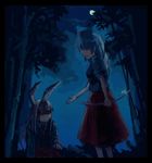  animal_ears blood bow_(weapon) bunny_ears moon multiple_girls necktie reisen_udongein_inaba takishima_asaka touhou tree weapon yagokoro_eirin 