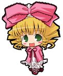  blonde_hair bow chibi dress frills hina_ichigo lowres non-web_source pac-man_eyes pink_bow rozen_maiden solo suntail 