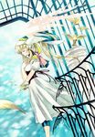  bird blonde_hair closed_eyes copyright_request solo sorachi_satoko traditional_media wings 
