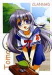  artist_request bag bent_over clannad glasses hikarizaka_private_high_school_uniform sakagami_tomoyo school_bag school_uniform solo 