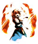  :o alice_margatroid blue_dress capelet dress fire flame open_mouth puffy_short_sleeves puffy_sleeves shaded_face short_hair short_sleeves simple_background solo surprised takishima_asaka touhou white_background 