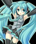  aqua_hair aqua_neckwear hatsune_miku komi_zumiko long_hair lowleg lowleg_panties necktie panties solo striped striped_panties thighhighs twintails underwear very_long_hair vocaloid wind wind_lift 