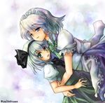  izayoi_sakuya konpaku_youmu maid multiple_girls ribbon short_hair tachiuo_(arines) touhou yuri 