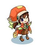  artist_request brown_hair chibi hat marguerite_fatima one_eye_closed orange_hat outstretched_arms ponytail ribbon solo spread_arms xenogears 