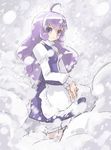 alternate_hairstyle hirosato letty_whiterock long_hair no_hat no_headwear purple_hair snow snowing solo touhou 