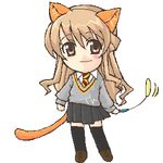  animal_ears cat_ears cat_tail harry_potter hermione_granger long_hair lowres school_uniform solo tail thighhighs yama_(chroming) 