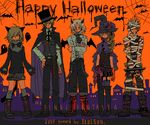  2girls 3boys artist_request cain_highwind cecil_harvey copyright_name edward_geraldine final_fantasy final_fantasy_iv halloween happy_halloween multiple_boys multiple_girls oekaki orange_background rosa_farrell rydia 