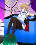  bad_id bad_pixiv_id black_legwear blonde_hair brown_eyes crotch_seam feet footstool gloves long_hair mir_(artist) panties panties_under_pantyhose pantyhose school_uniform skirt smile solo tenjouin_asuka thighband_pantyhose underwear yuu-gi-ou yuu-gi-ou_gx 