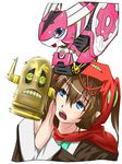  blue_eyes brown_hair duel_monster highres pointy_ears saambell_summoner twintails wind-up_snail windup_snail yu-gi-oh! yuu-gi-ou_duel_monsters 