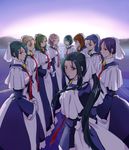  annotated asakusa_(horizon) black_hair blonde_hair blue_eyes blue_hair brown_eyes brown_hair green_eyes green_hair hair_ribbon horizon koma_su kyoukaisenjou_no_horizon long_hair maid multiple_girls murayama_(horizon) musashi_(horizon) musashino_(horizon) okutama_(horizon) oume_(horizon) pink_eyes pink_hair ponytail ribbon shinagawa_(horizon) short_hair sidelocks takao_(horizon) tama_(horizon) yellow_eyes 