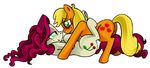  blush cherry_jubilee_(mlp) cutie_mark equine female feral friendship_is_magic green_eyes hair horse lesbian mammal my_little_pony plain_background pony pussy susiebeeca white_background 