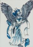  bluefire breasts dragon dress female heather_bruton pigtails plain_background scan solo varionbluefire white_background wings 