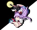  animal_ears ankle_socks backflip bunny_ears finger_gun frown full_moon kikurage_(sugi222) long_hair moon necktie purple_hair red_eyes reisen_udongein_inaba shoes skirt solo touhou 