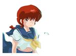  1girl blue_eyes braid bust genderswap midriff navel ranma-chan ranma_1/2 red_hair saotome_ranma school_uniform serafuku single_braid suika_(swimy0pe0u_u0s) upper_body 