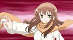  achiga_school_uniform brown_hair cardigan green_eyes ha96ken long_hair mahjong mahjong_tile matsumi_yuu ribbon saki saki_achiga-hen scarf solo 