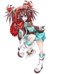  1girl bell blue_eyes boots brown_hair duel_monster korican pointy_ears saambell_summoner skirt solo twintails yu-gi-oh! yuu-gi-ou_duel_monsters 