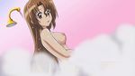  1girl bath breasts brown_hair fog hayate_no_gotoku! long_hair looking_back lowres maria maria_(hayate_no_gotoku!) mist nipples red_eyes screencap shower shower_head shower_scene sideboob solo steam 