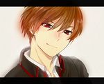  bad_id bad_pixiv_id brown_hair jamijami letterboxed little_busters! male_focus natsume_kyousuke red_eyes school_uniform solo 